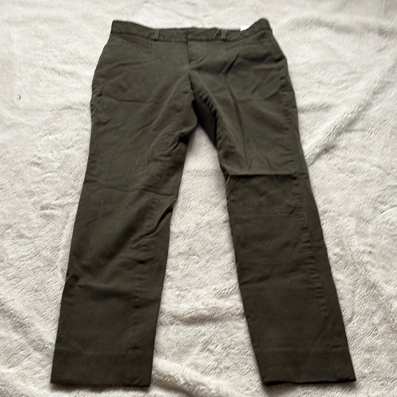 Banana Republic Dark Olive Green Stretch Pants | Classic Straight Leg Trousers - Picture 1 of 6